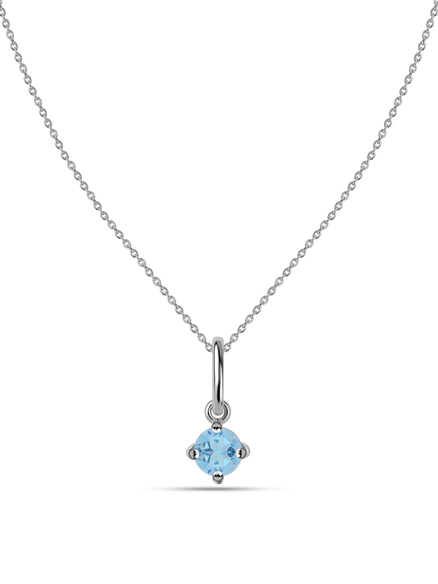 Natural Blue Topaz Gold Pendant With Chain