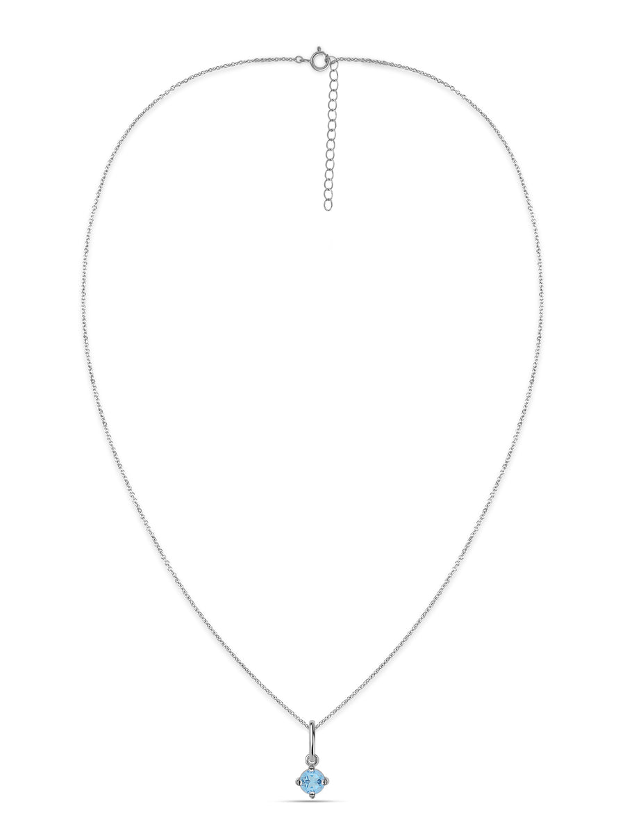 Natural Blue Topaz Gold Pendant With Chain