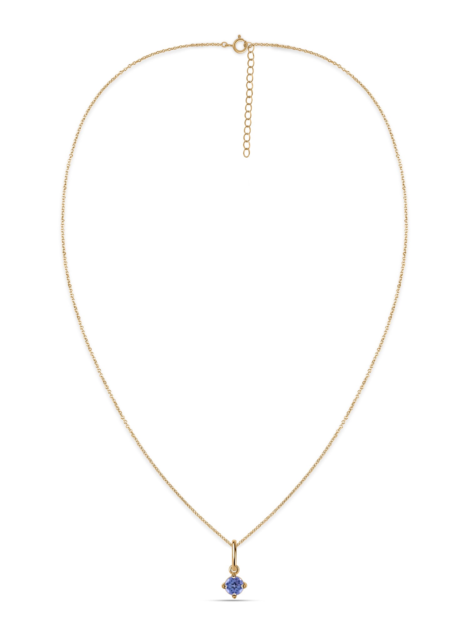 Natural Tanzanite Gold Pendant With Chain