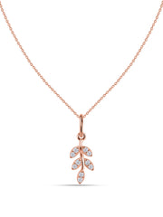 Leaf-Inspired Lab Diamond Gold Pendant With Chain