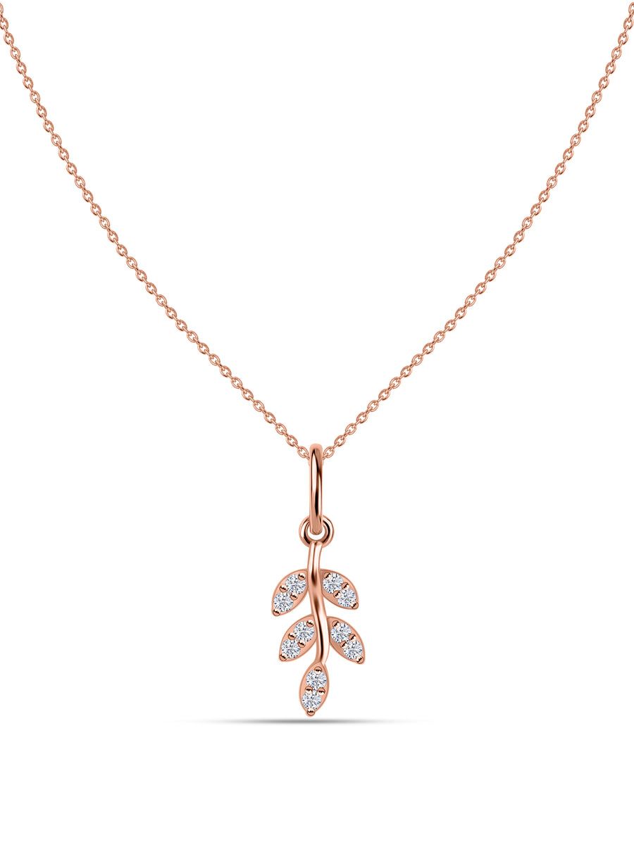 Leaf-Inspired Lab Diamond Gold Pendant With Chain