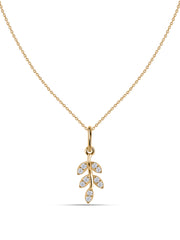 Leaf-Inspired Lab Diamond Gold Pendant With Chain