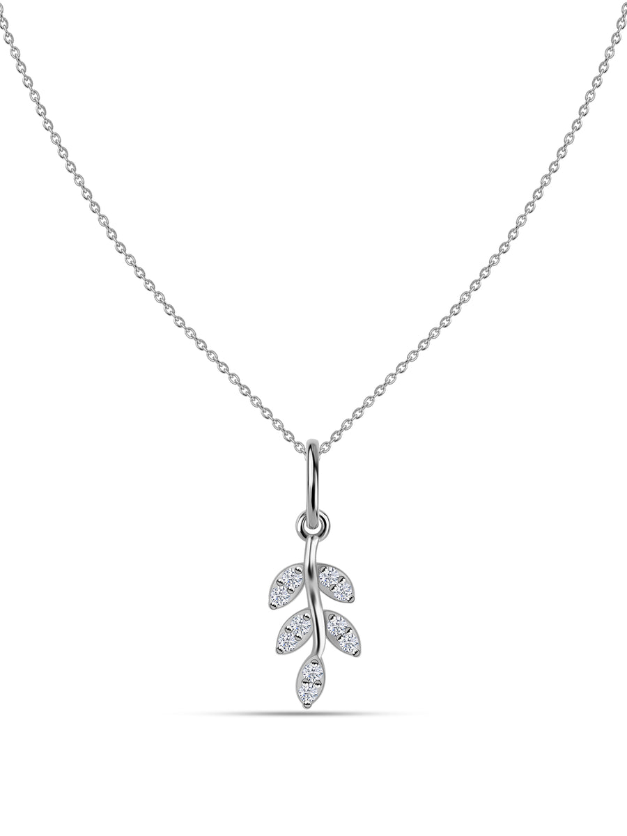 Leaf-Inspired Lab Diamond Gold Pendant With Chain
