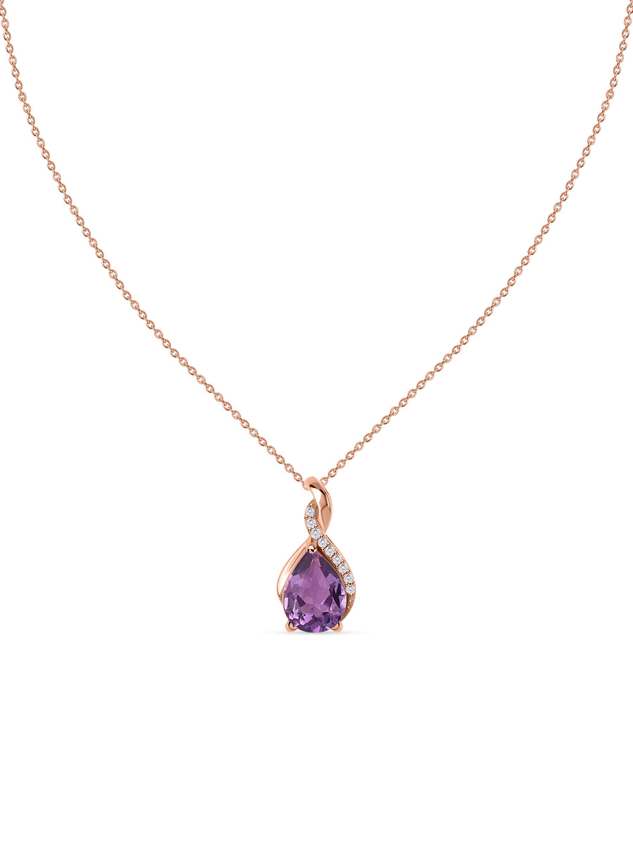 Sparkling Amethyst Pendant With Chain