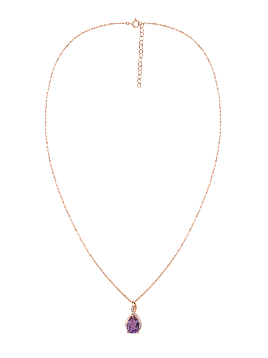 Sparkling Amethyst Pendant With Chain