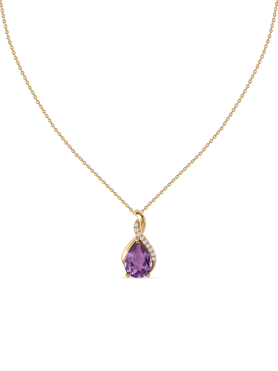 Sparkling Amethyst Pendant With Chain