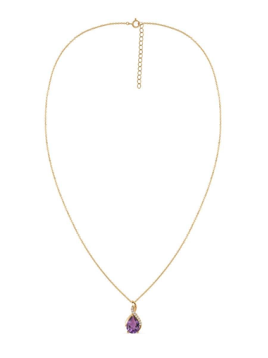 Sparkling Amethyst Pendant With Chain