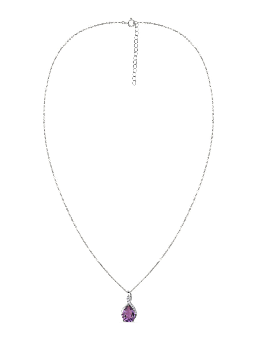 Sparkling Amethyst Pendant With Chain