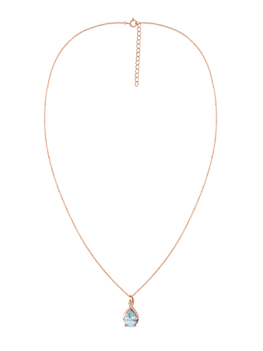 Sparkling Aquamarine Pendant With Chain