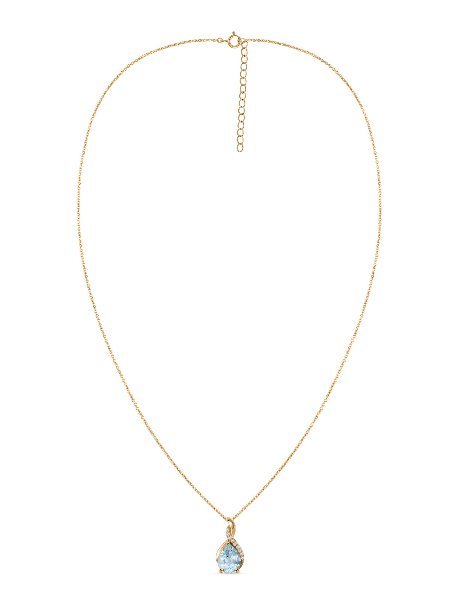 Sparkling Aquamarine Pendant With Chain