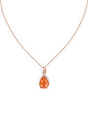 Sparkling Fire Opal Pendant With Chain
