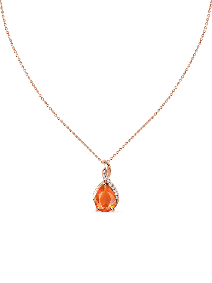 Sparkling Fire Opal Pendant With Chain