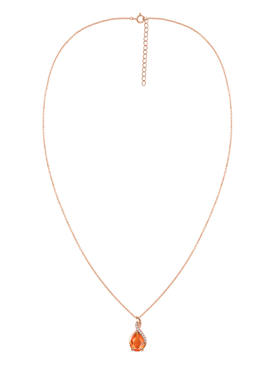 Sparkling Fire Opal Pendant With Chain