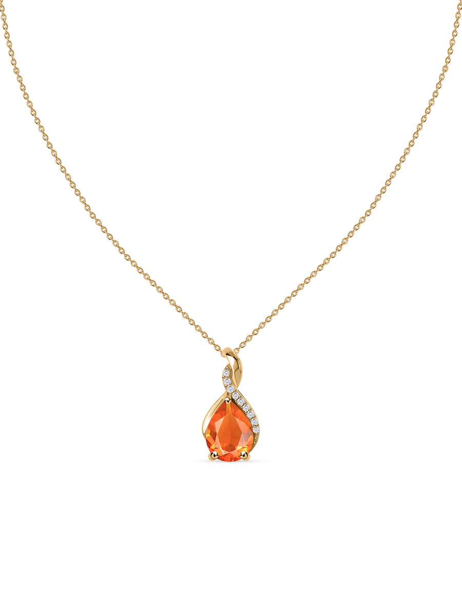 Sparkling Fire Opal Pendant With Chain
