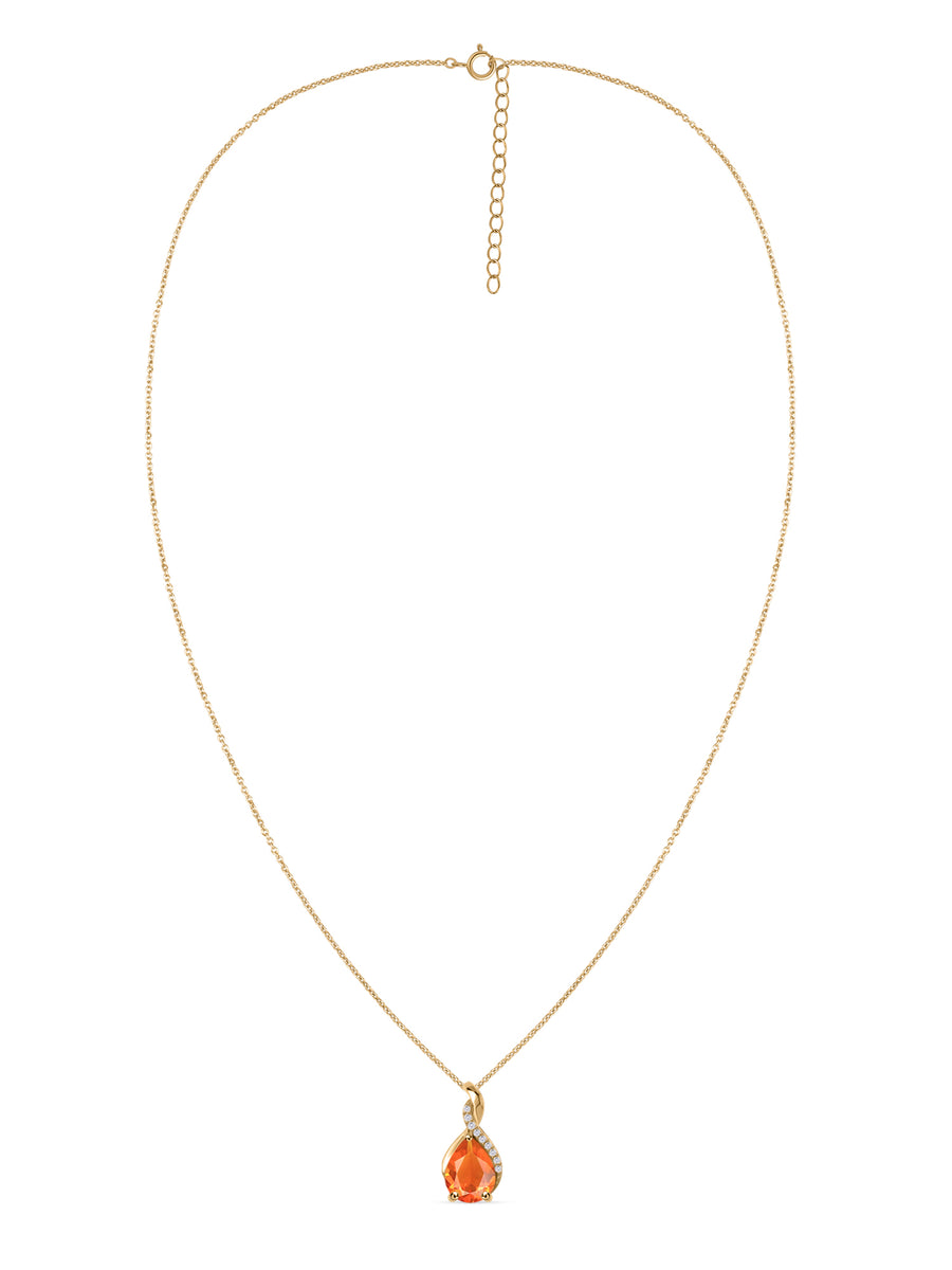 Sparkling Fire Opal Pendant With Chain