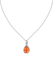 Sparkling Fire Opal Pendant With Chain