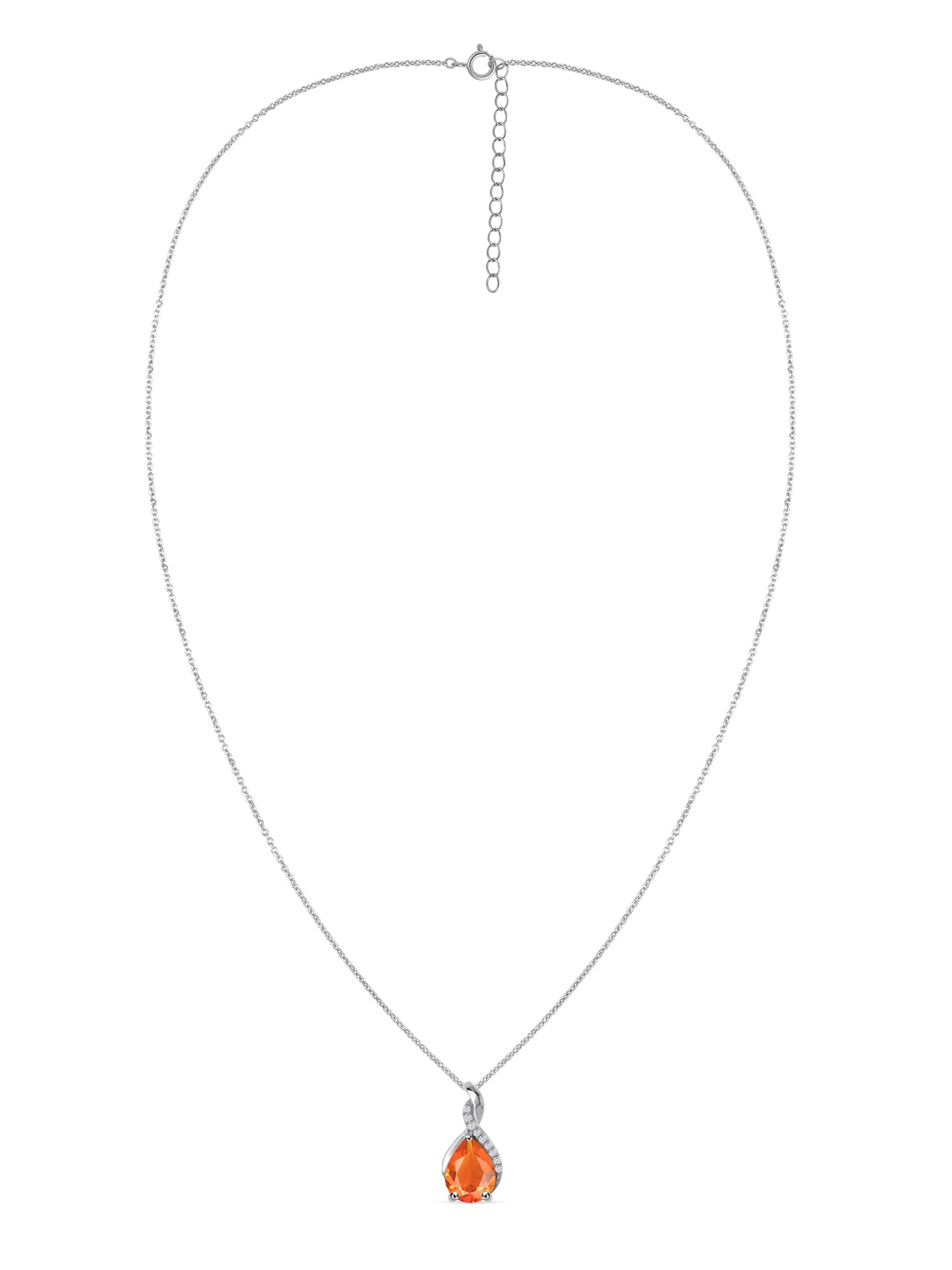 Sparkling Fire Opal Pendant With Chain