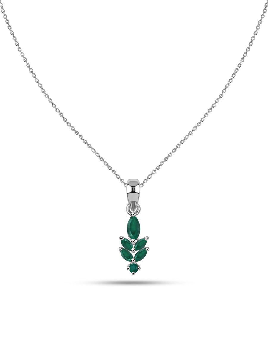 Verdant Leaf Zambian Emerald Silver Pendant