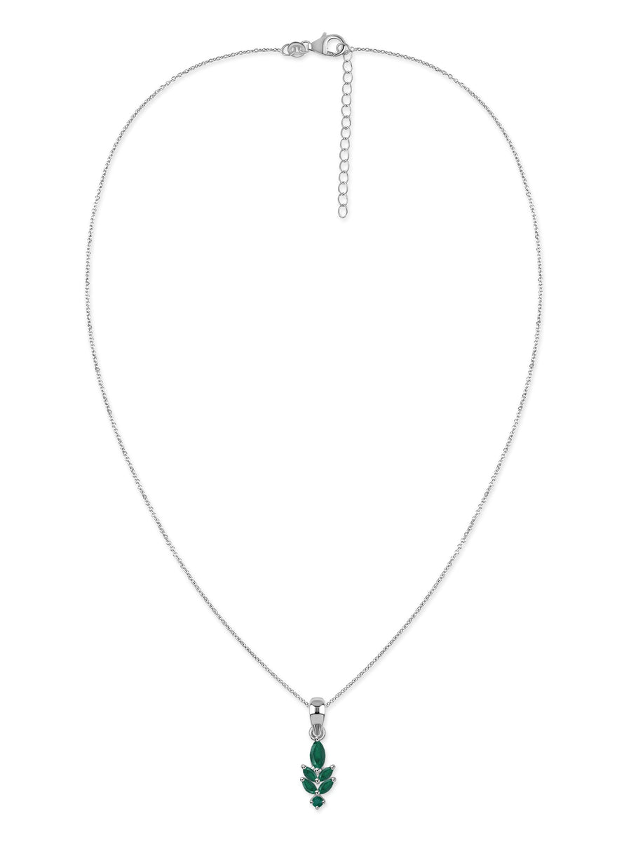 Verdant Leaf Zambian Emerald Silver Pendant