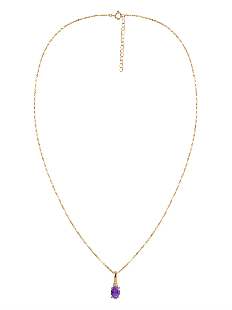 Natural Amethyst Gold Pendant With Chain