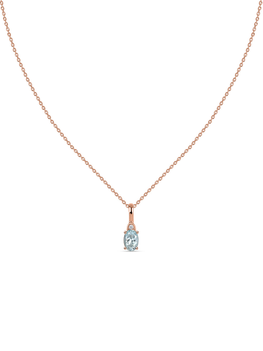 Natural Aquamarine Gold Pendant With Chain