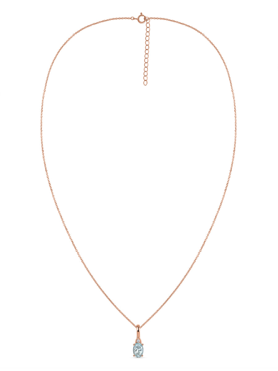 Natural Aquamarine Gold Pendant With Chain