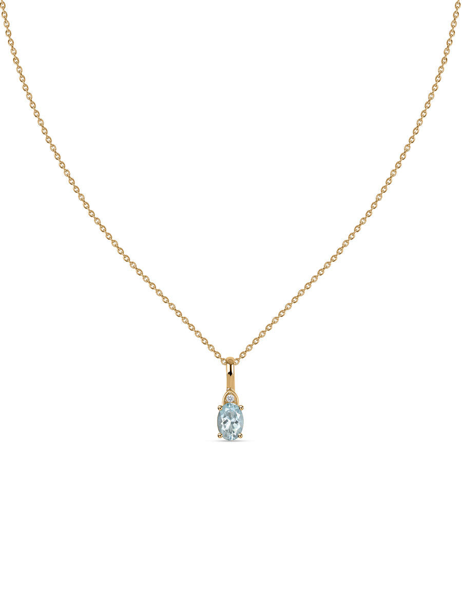 Natural Aquamarine Gold Pendant With Chain