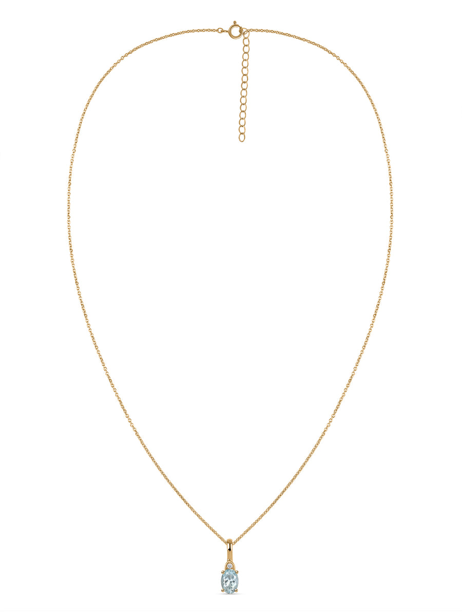 Natural Aquamarine Gold Pendant With Chain