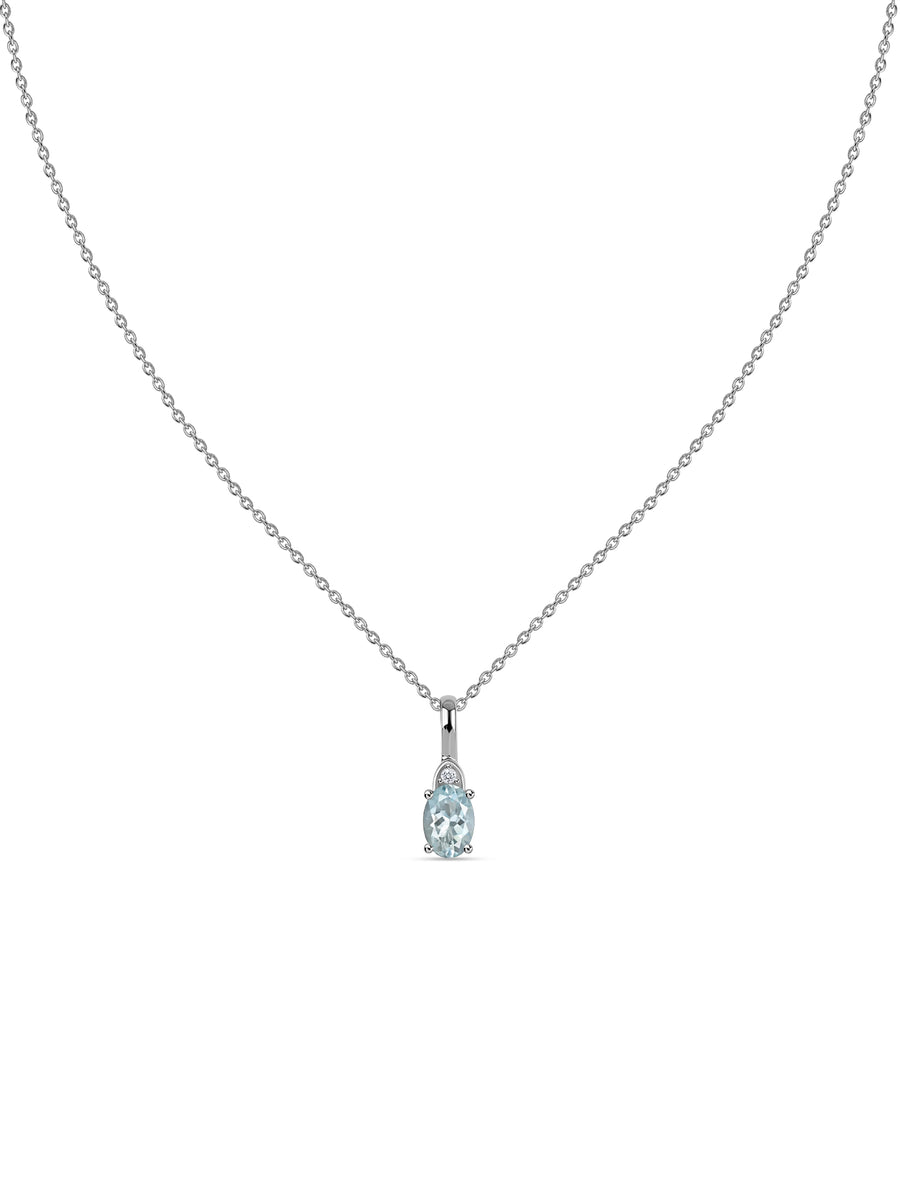 Natural Aquamarine Gold Pendant With Chain