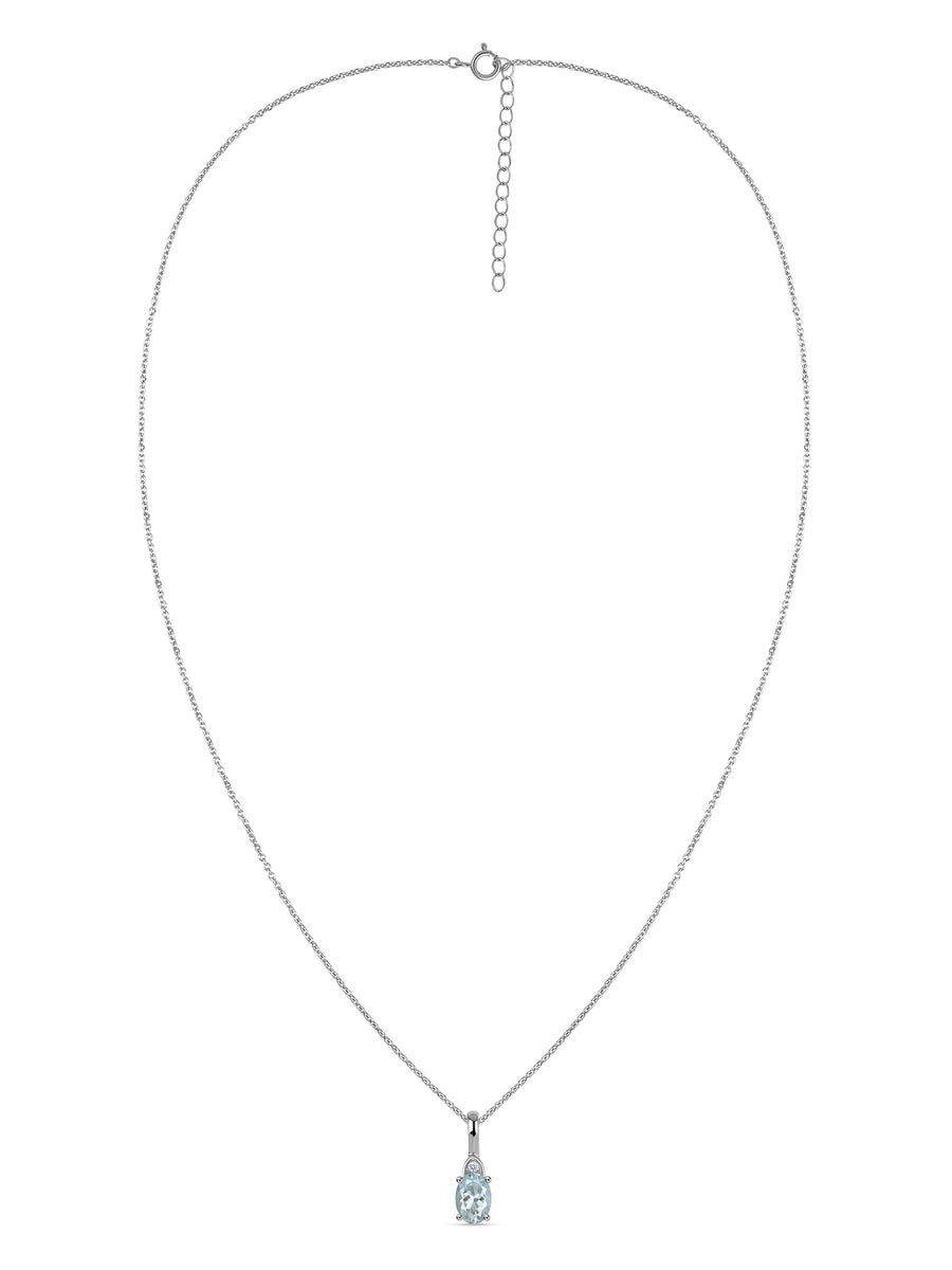 Natural Aquamarine Gold Pendant With Chain