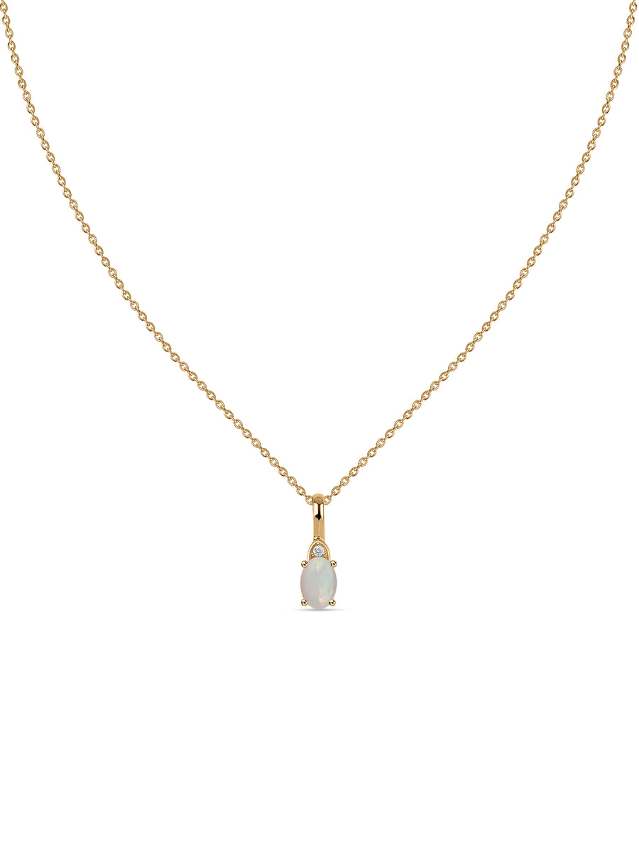 Natural Ethiopian Opal Gold Pendant With Chain