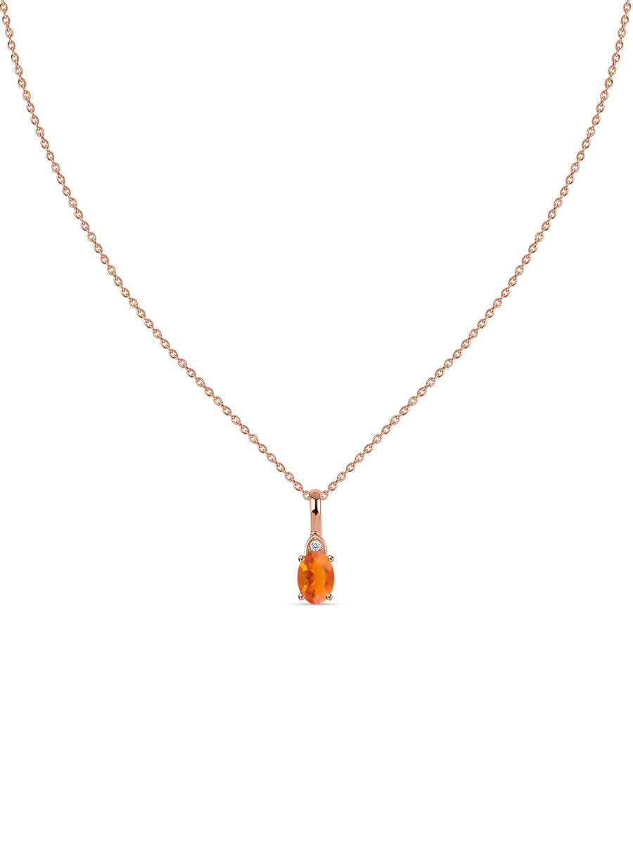 Natural Fire Opal Gold Pendant With Chain