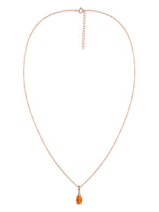 Natural Fire Opal Gold Pendant With Chain
