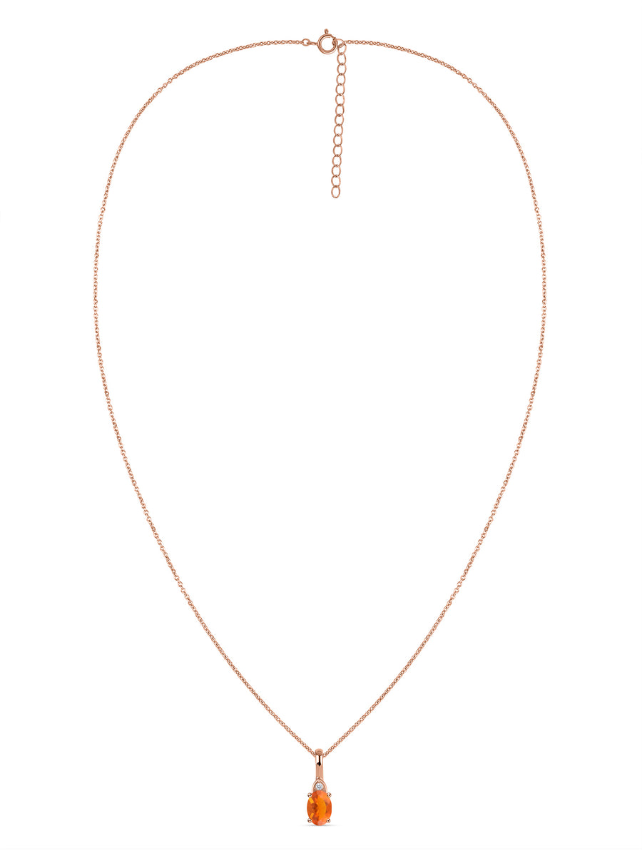 Natural Fire Opal Gold Pendant With Chain