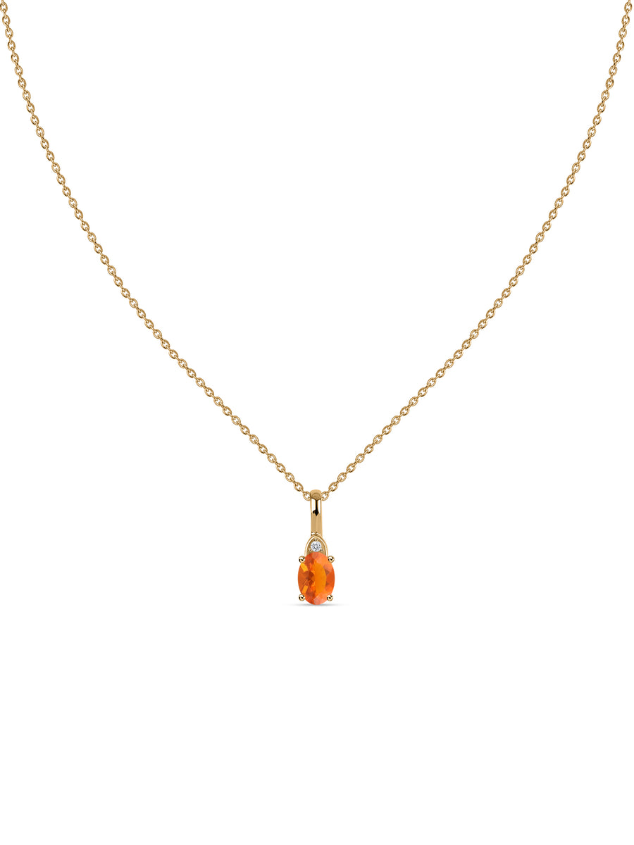 Natural Fire Opal Gold Pendant With Chain