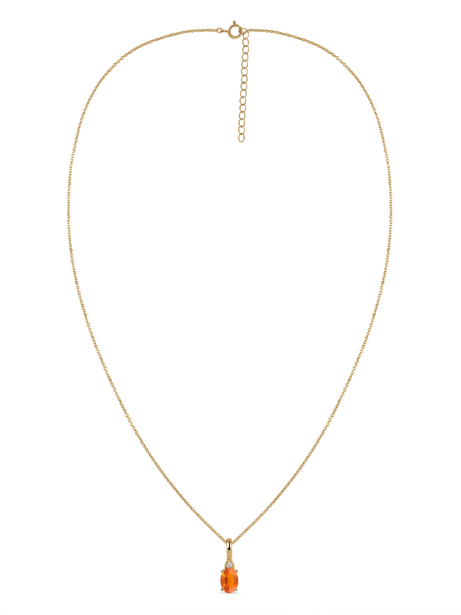 Natural Fire Opal Gold Pendant With Chain