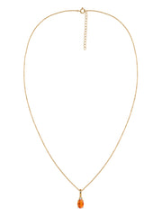 Natural Fire Opal Gold Pendant With Chain