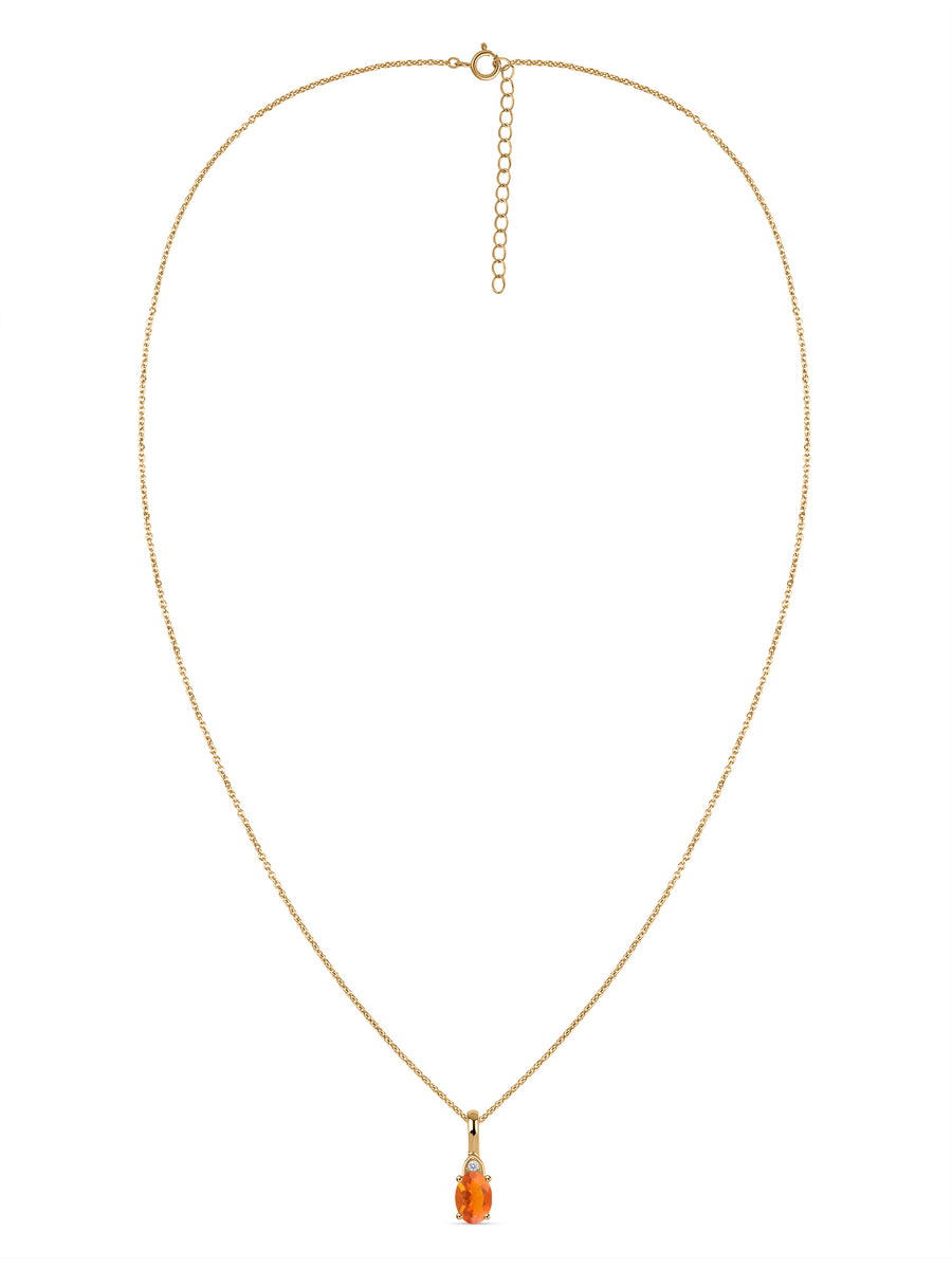 Natural Fire Opal Gold Pendant With Chain