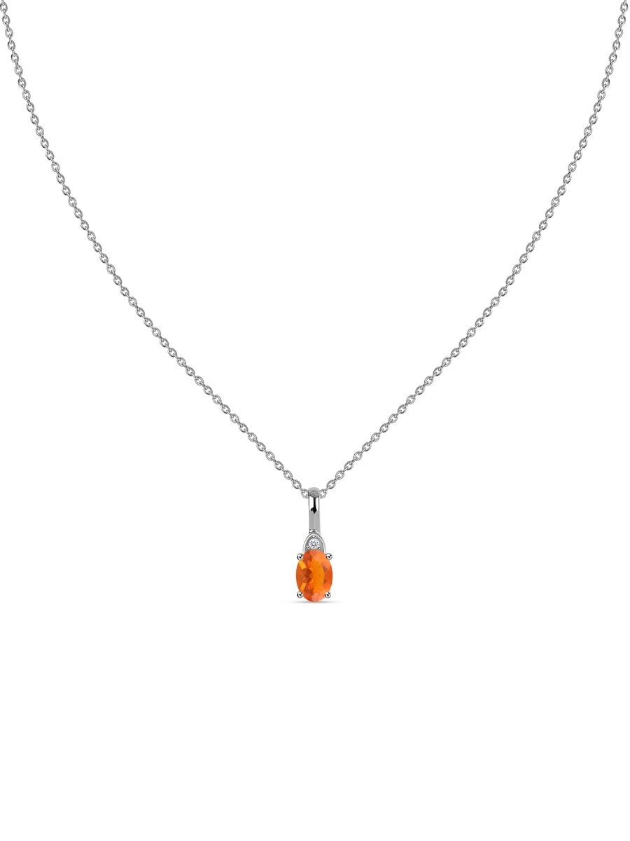Natural Fire Opal Gold Pendant With Chain
