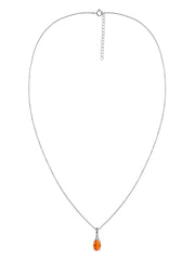 Natural Fire Opal Gold Pendant With Chain