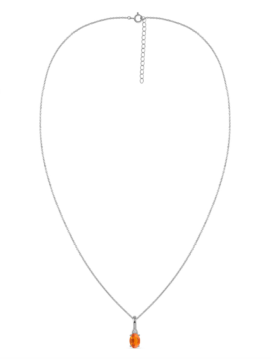 Natural Fire Opal Gold Pendant With Chain