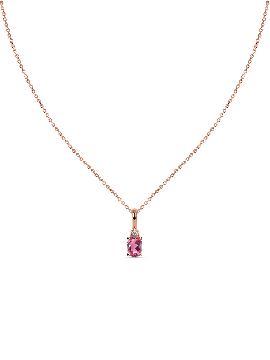 Natural Pink Tourmaline Gold Pendant With Chain