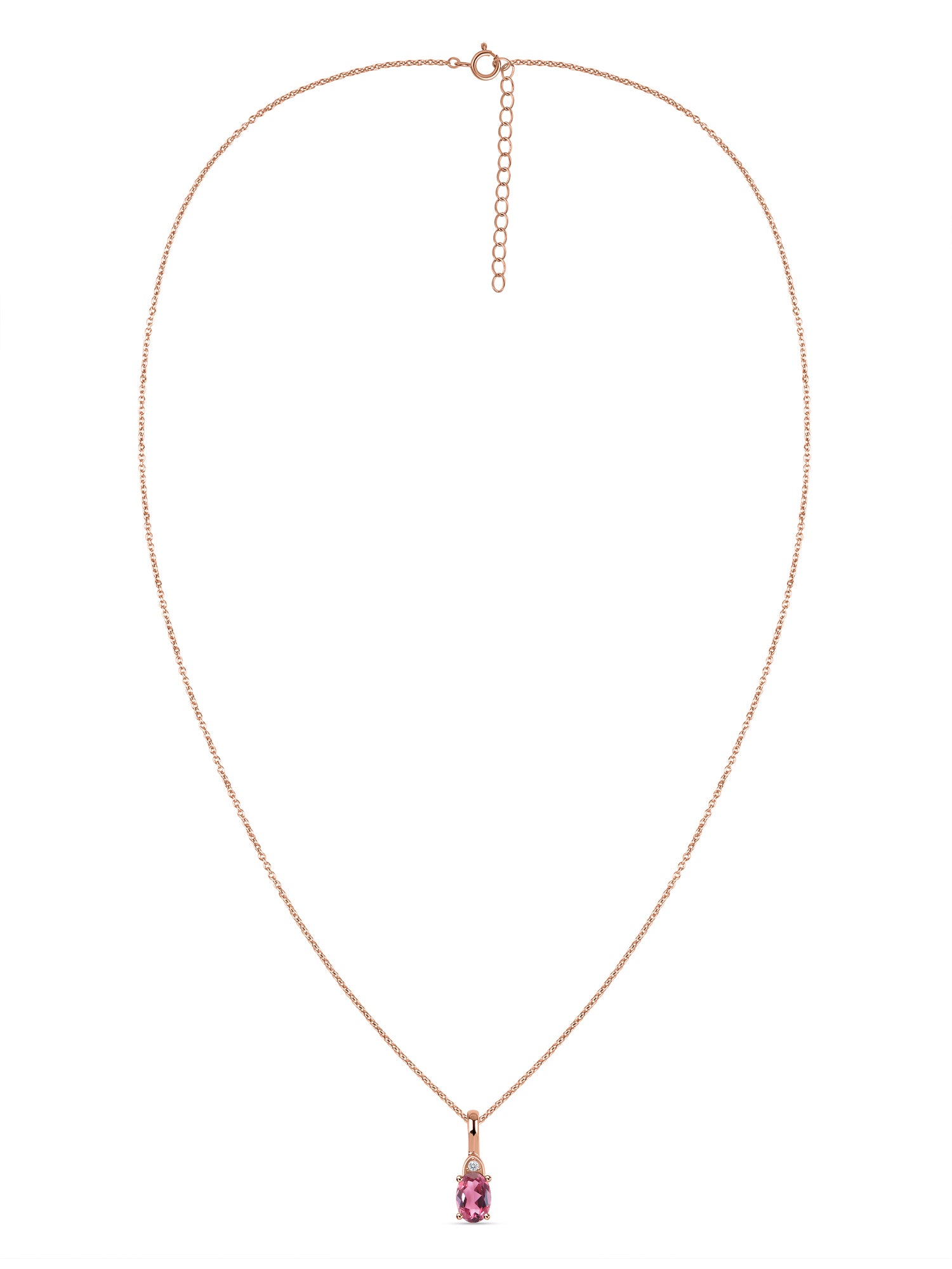 Natural Pink Tourmaline Gold Pendant With Chain