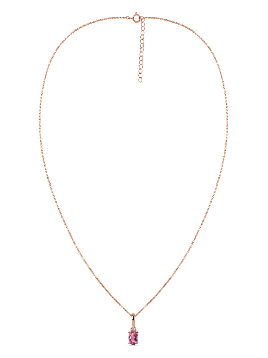 Natural Pink Tourmaline Gold Pendant With Chain