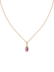 Natural Pink Tourmaline Gold Pendant With Chain