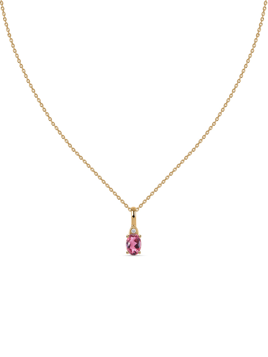 Natural Pink Tourmaline Gold Pendant With Chain