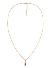 Natural Pink Tourmaline Gold Pendant With Chain