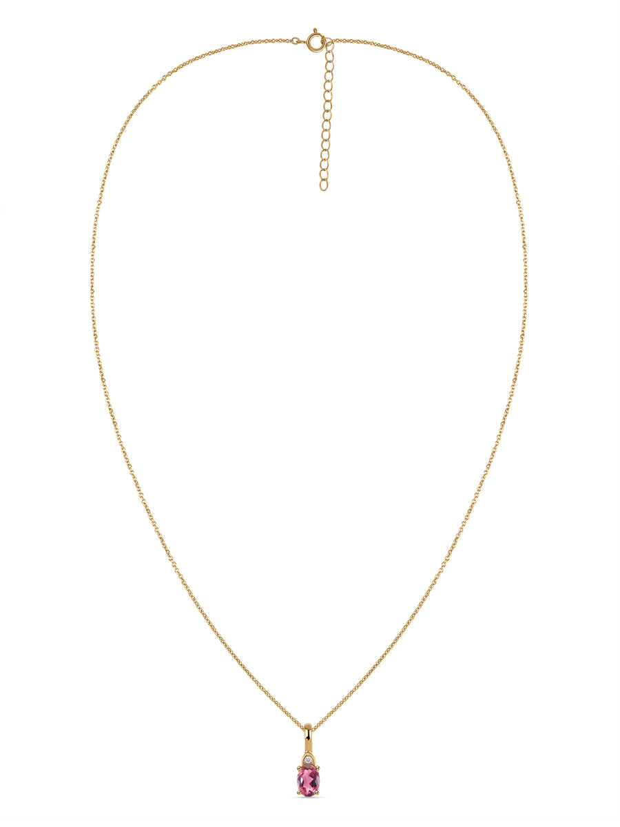Natural Pink Tourmaline Gold Pendant With Chain