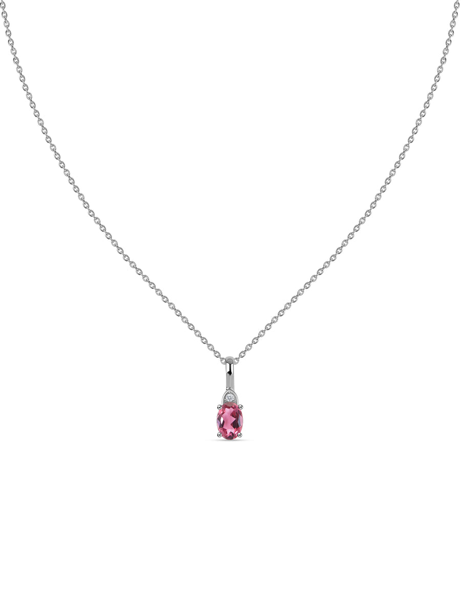 Natural Pink Tourmaline Gold Pendant With Chain