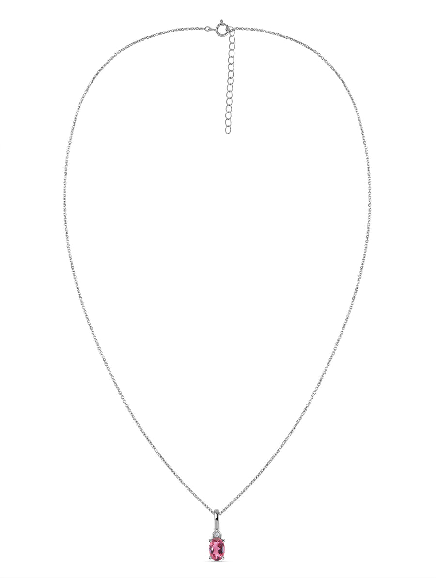 Natural Pink Tourmaline Gold Pendant With Chain